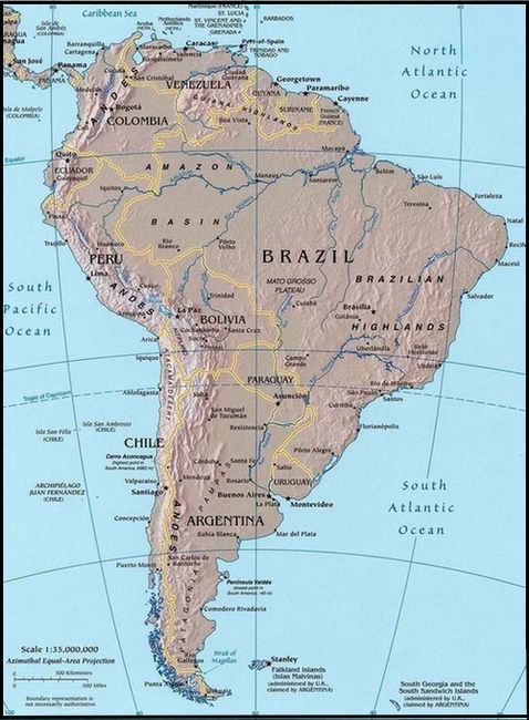 carte Amrique latine avec relief